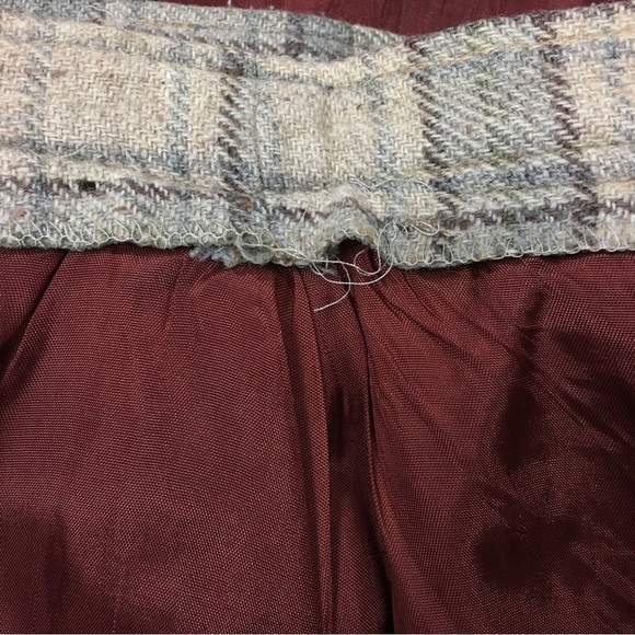 VINTAGE Midi Skirt Wool Plaid Lady Thomson Neutral Minimalist Tartan Size 10 - Picture 16 of 16